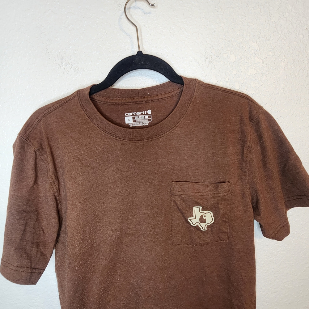 Carhartt Relaxed Fit size S Brown Pocket T-Shirt with Texas Patch - Picture 3 of 14